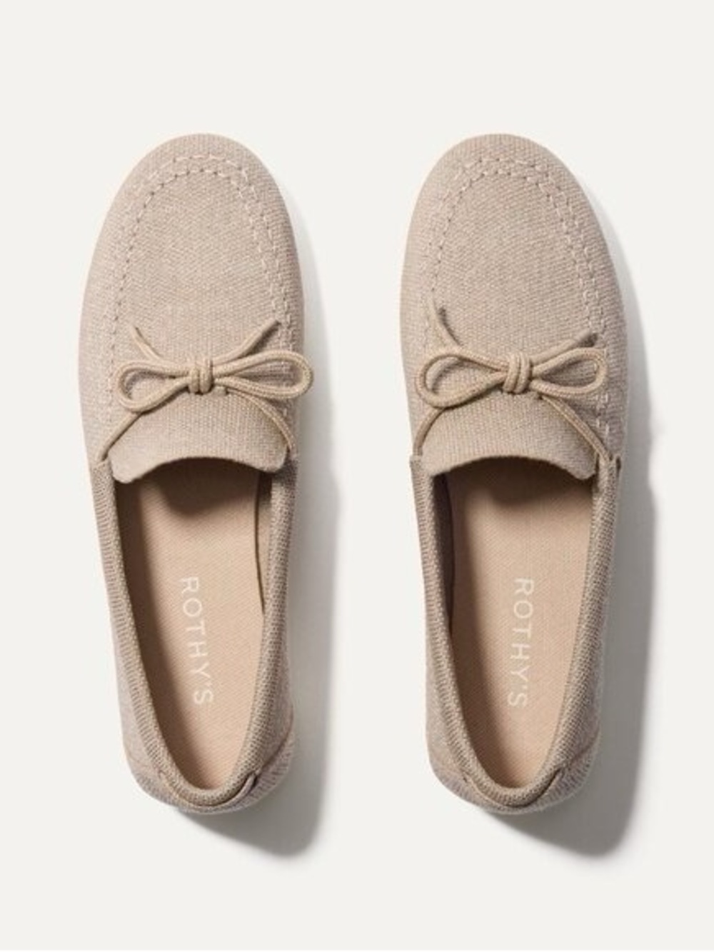 Rothy's Women's Size 7 Shimmery Sand Boat Shoes, Bow